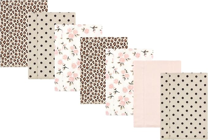Luvable Friends Hudson Baby Flannel Burp Cloths 7pk, Blush Blossom Floral