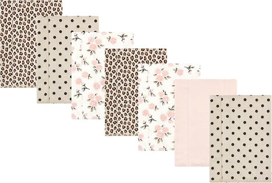Luvable Friends Hudson Baby Flannel Burp Cloths 7pk, Blush Blossom Floral