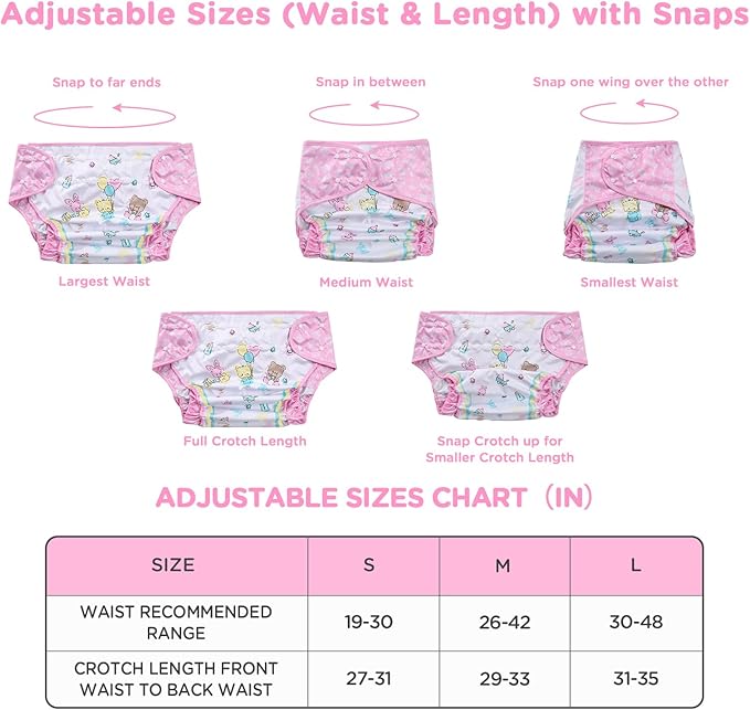 Littleforbig Washable Adjustable Reusable Waterproof Cloth Adult Diaper Wrap Cover - Baby Cuties M