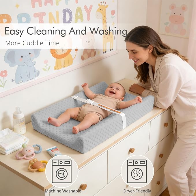 2 Pack Baby Changing Pad Covers, Super Soft Plush Dot Diaper Changing Table Covers Fit 32x16 Inch Changing Table Pad