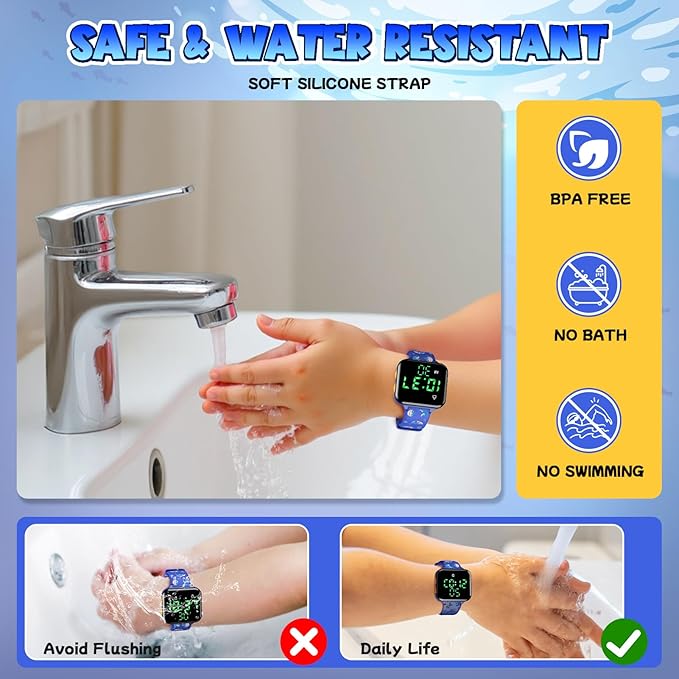 Potty Training Watch for Toddler Boys: Adjustable Volume Potty Watches for Kids Water Resistant Toilet Timer Alarm Toddler Shark Watch 1-3 Birthday Gifts for 2 3 4 Year Old Boy(Dark Blue)