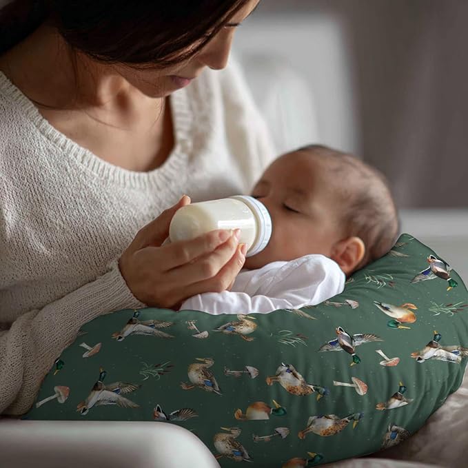 Watercolor Mallard Duck Reeds Mushroom Nursing Pillow Covers Boy Hunting Ducks Stretchy Nursing Covers for Breastfeeding Hunting Season Soft Comfortable Pillows Slipcover for Boys Girls