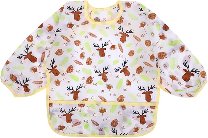 Accmor 3 Pack Long Sleeve Bibs, Baby Smock Waterproof Sleeved Bib Smock for Baby Toddler 6-36 Months
