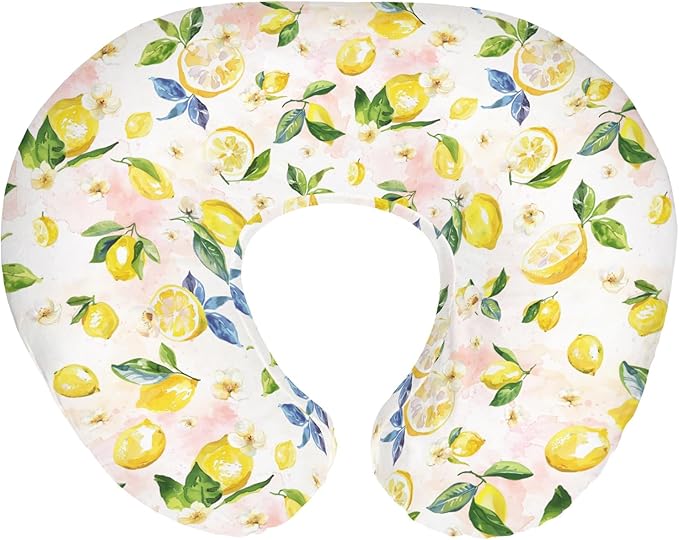 Vintage Lemons Baby Nursing Pillow Covers for Boy Girl Lemon Branch Leaves Flowers Nursing Pillowcase for Breastfeeding Pillows Tropical Summer Fruits Soft Stretchy Slipcovers for Newborn Infant