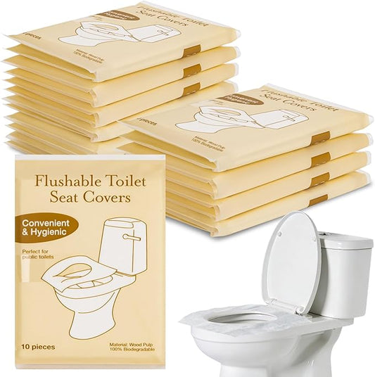 RAINFLOW Toilet Seat Covers Disposable Flushable - 10 Pack Portable Travel Toilet Seat Cover, Individually Wrapped Potty Training Covers for Women, Mini Purse Size for Airplane Hotel Camping Bathroom