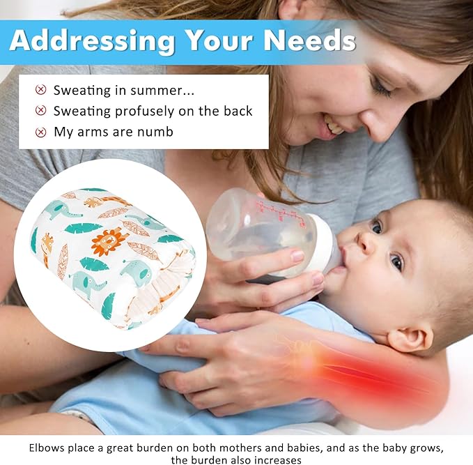 Baby Feeding Arm Pillow，Nursing Arm Pillows for Breastfeeding，Soft Cotton for Newborn, More Support for Mom and Baby,Portable and Washable,Ergonomic Nursing Essentials（White Elephant）