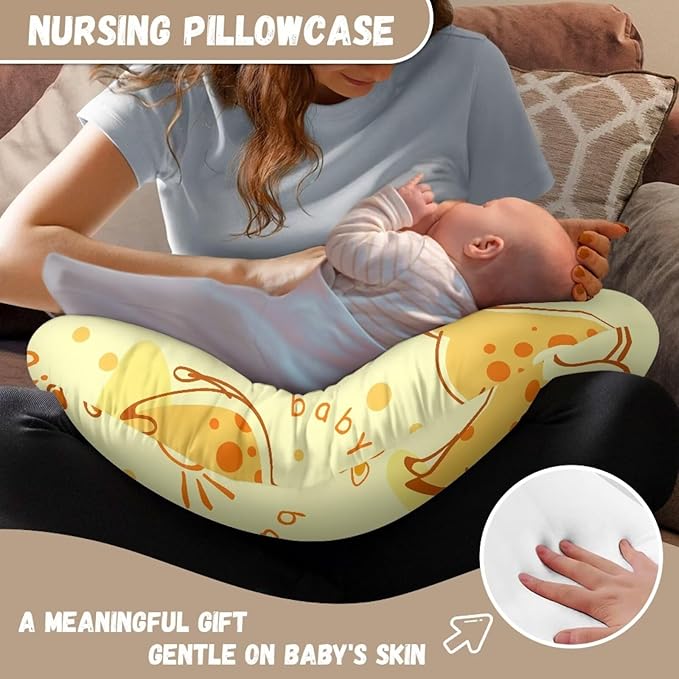 Cute Giraffe Nursing Pillow Cover Nursing Pillows for Breastfeeding Fits The Original Support for Breastfeeding Nipple Shields for Breastfeeding Newborn