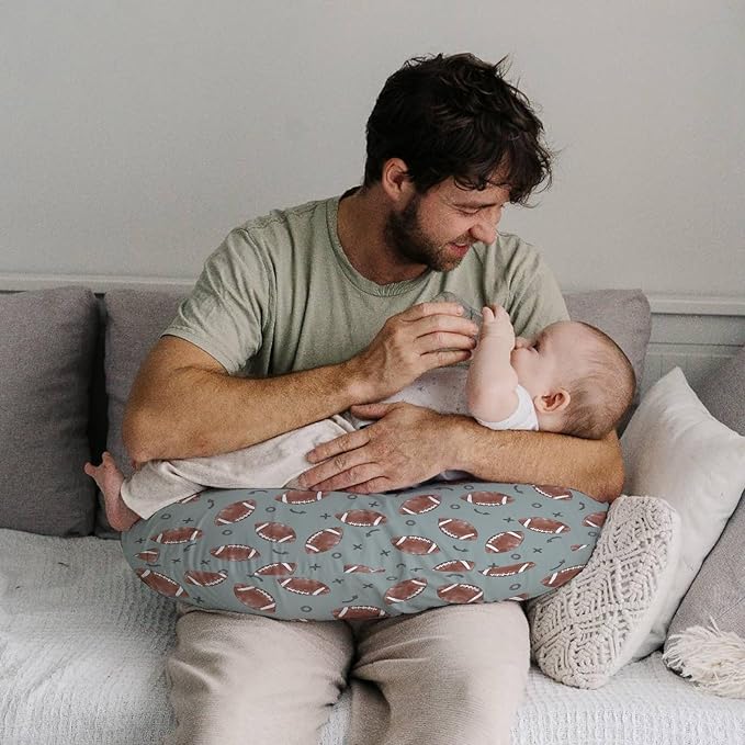 Baby Boys Nursing Pillow Cover Football Game American Sport, Blue Watercolor US Match Breastfeeding Pillowcase, Bottle Feeding Pillow Slipcover Cover Only