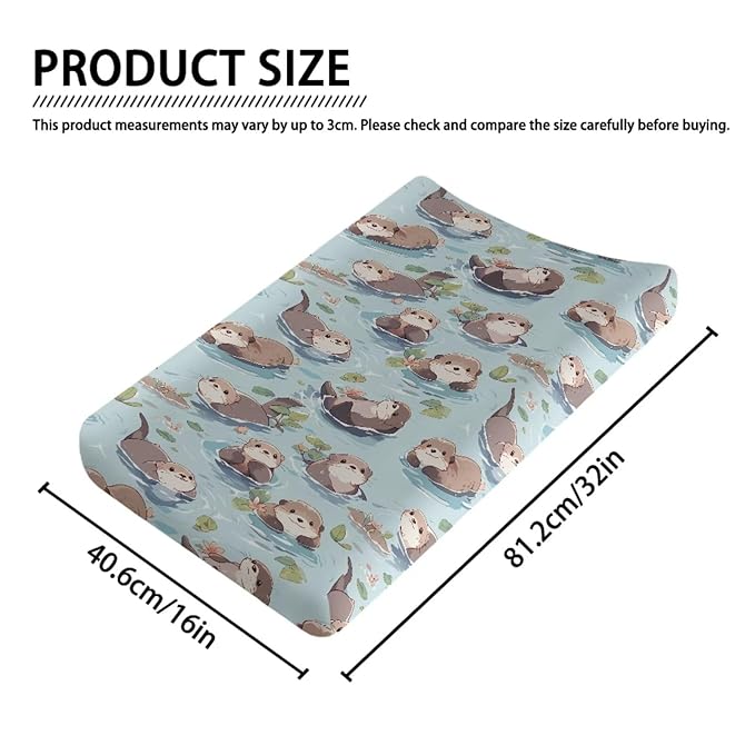 Cartoon Otters Baby Diaper Changing Table Sheets Jersey Knit Breathable Changing Table Pad Cover for Infants Toddles 16 * 32 Inches