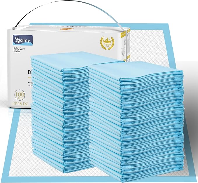Organic Cotton Baby Disposable Changing Pad, 100 Count Ultra Absorbent & Waterproof Super Soft, Quilted Underpads for Baby Diaper Table & Travel 13X18 inch- Extra Thick