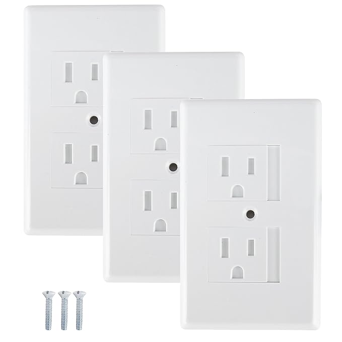 Mommy's Helper Safe Plate Electrical Outlet Covers Standard, White, 3 Pack