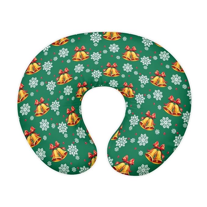 Nursing Pillow Cover Slipcover Xmas Bell and Snowflake Maternity Breastfeeding Newborn Infant Feeding Cushion Cover Breathable Breastfeeding Cover for Nursing Pillow