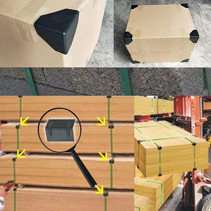 100 pcs Carton Packing Corner Guard Frame Corner Protectors Black Corner Protector V Shaped Edge Guards for Carton Boxes, Furniture and Other Products Packaging