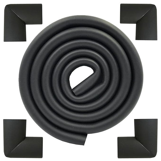 M2cbridge U Shape Extra Thick Furniture Table Edge Protectors Foam 6.5 Ft (Black with 4 Corners)