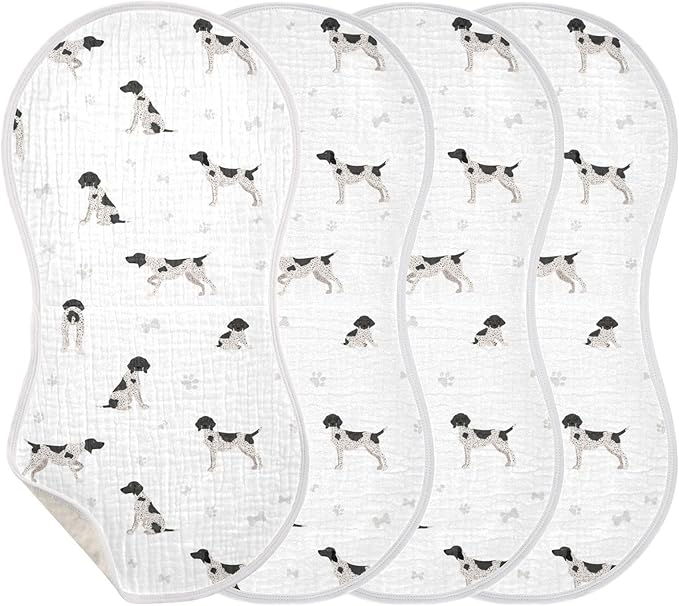 Dog German Shorthaired Pointer Muslin Burp Cloths for Baby 4 Pack Soft 100% Cotton Baby Washcloths Bibs for Boy Girl