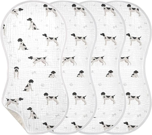 Dog German Shorthaired Pointer Muslin Burp Cloths for Baby 4 Pack Soft 100% Cotton Baby Washcloths Bibs for Boy Girl