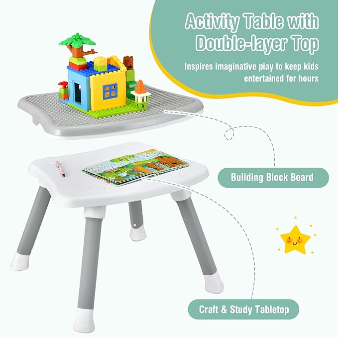 GLACER 8 in 1 Convertible Baby High Chair - Adjustable High Chairs for Babies and Toddlers with Removable Tray, Dual Cushions, Activity Table and Chair Set, Booster Seat, Stool (Wave Gray)