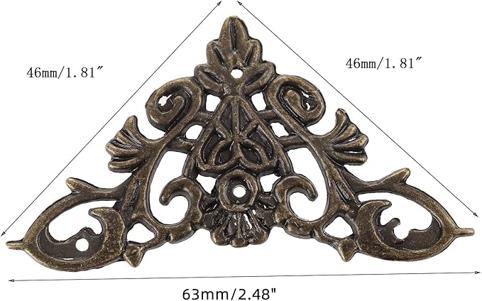 dophee 8Pcs Vintage Style Corner Protectors Guards Covers Triangle Connectors Embellishments for Jewelry Box Wooden Cases Wedding Book Decoration, 1.81"x1.81", Antique Bronze