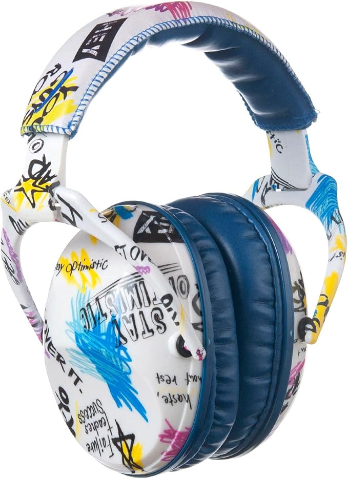 Kids Hearing Protection,25dB NRR Noise Reduction,Sound Proof for Kids,Toddler,Safety Earmuffs for Concert,Airplane,Autism,Monster Jam,Travel,School- Blue Graffiti