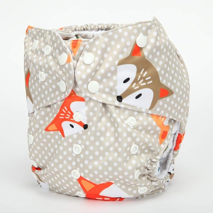 2 to 7 Years Old Junior Big Cloth Diaper Pocket Reusable Washable Baby Toddler (Dot Fox)