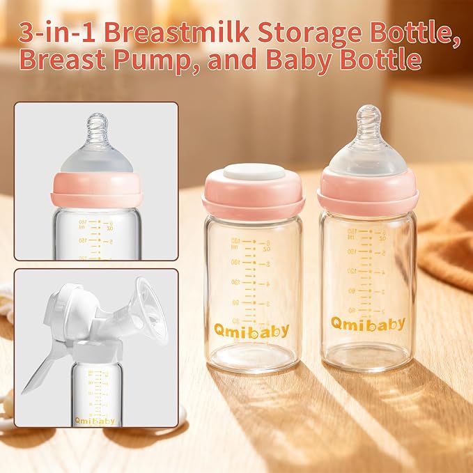 6oz Wide-Mouth Breastmilk Storage Bottle BPA Free Breast Milk Container 180ml Collection Bottle Container for Fridge Leak-Proof Baby Bottle for Breastmilk Storage Breastfeeding Essential 4Packs Pink