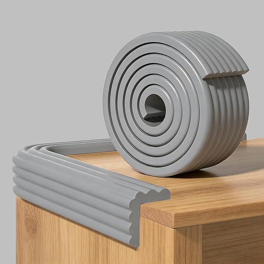 6.5ft Baby Edge Corner Protector, Extra Thick Soft Foam Padding with Strong Adhesive Double Sided Tape, Safety Guards for Sharp Edges of Tables, Desks, Beds, Cabinets Fireplace for Home/Nursery(Gray)