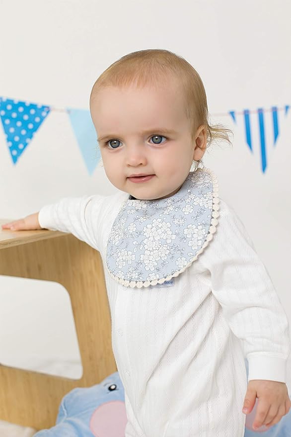 Baby Bib for Girls,Reversible Waterproof Handmade Natural Cotton Baby Drool Bib 0-12 Months 3 Pack