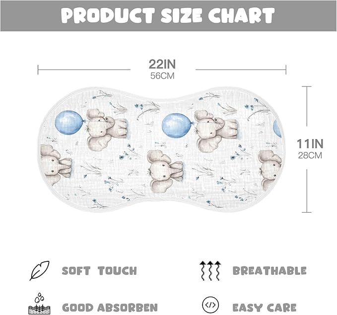 vvfelixl Watercolor Painting Elephant Burp Cloths for Baby Boy Girls Baby Washcloths Burp Rags 1 Pack