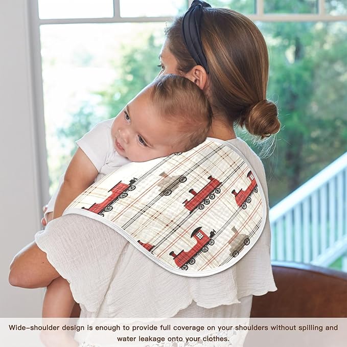 vvfelixl Muslin Burp Cloths Intage Steam Train Baby Washcloths for Baby Girl Boys 2 Pack