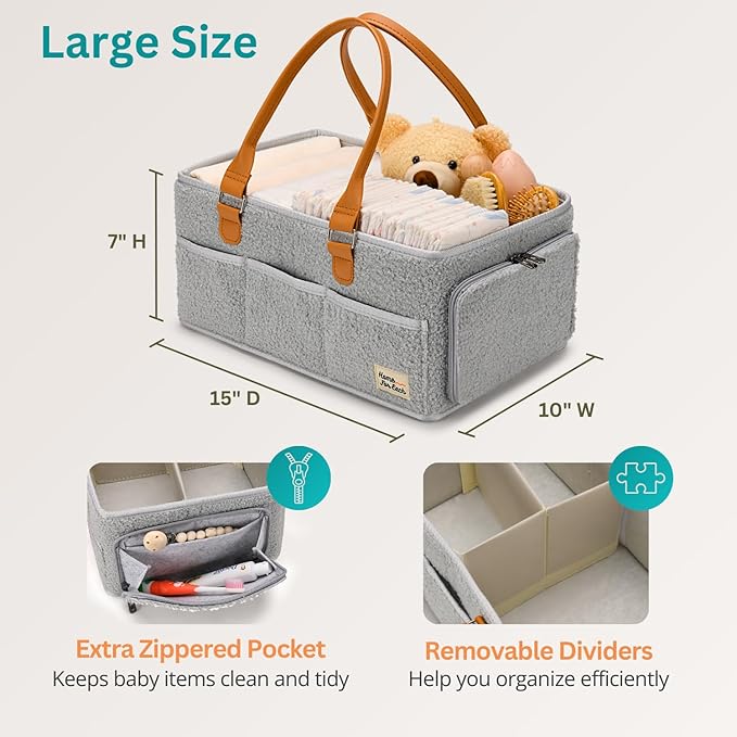 Baby Diaper Caddy Organizer with Handle, Diaper Bag Tote, Baby Organizers and Storage Diaper Organizer for Nursery Decor and Nursery Organization, Baby Basket, Diaper Bag organizer, Car Diaper Caddy