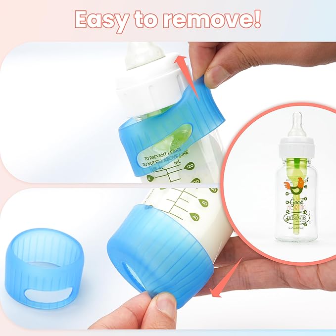 4PCS Separated Silicone Sleeves for Dr. Brown 4 oz Baby Bottles, Anti Breakage Bottle Covers Replacement for Dr. Brown's Newborn Narrow Glass Baby Bottles, Drop Protection, Dishwasher Safe