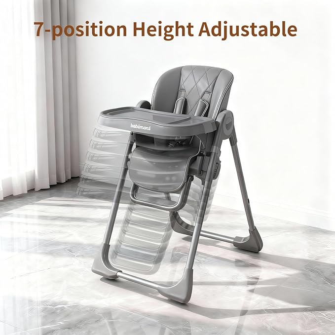 babimoni 4 in 1 High Chairs for Babies and Toddlers, Foldable Baby High Chairs, Feeding and Eating Seat Highchair with 4 Levels of Recline and 7 Levels of Height Adjustment, Starry Gray