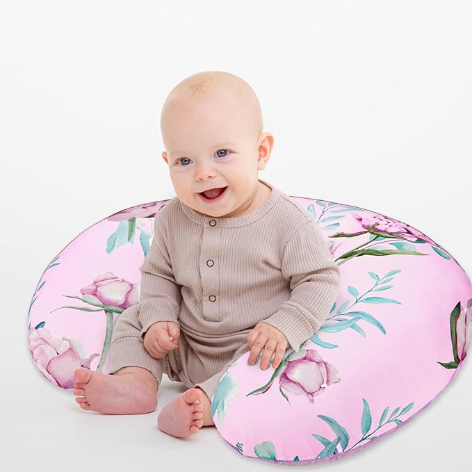 DILIMI Nursing Pillow Cover, Soft Stretchy Nursing Cover for Breastfeeding Pillow, 1 Pack Reversible Removable Slipover for Baby Boy and Girls, Purple Floral