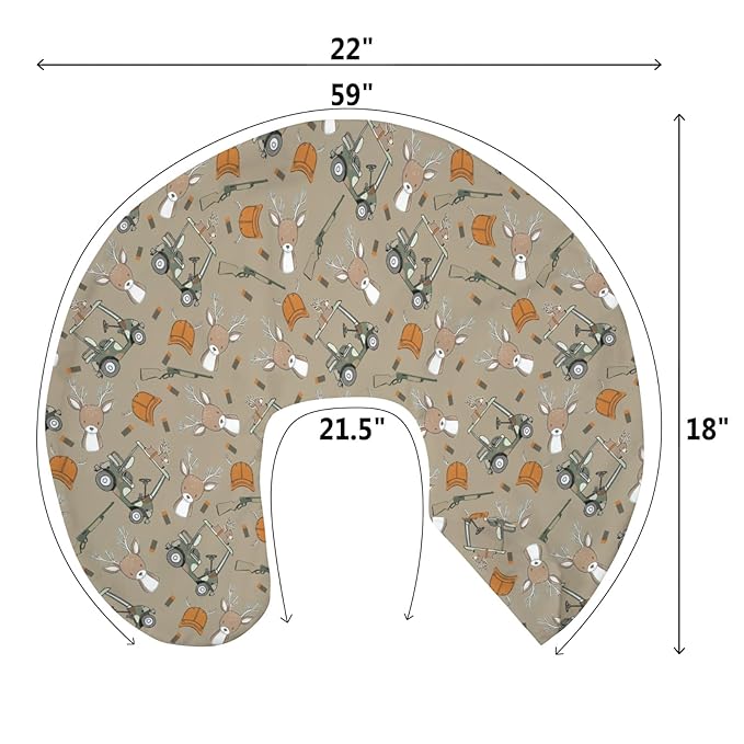 Boys Kids Hunting Baby Nursing Pillow Covers for Boy Girl Camouflage Deer Hunting Nursing Pillowcase for Breastfeeding Pillows Animal Hunt Hunter Soft Stretchy Slipcovers for Newborn Infant Brown