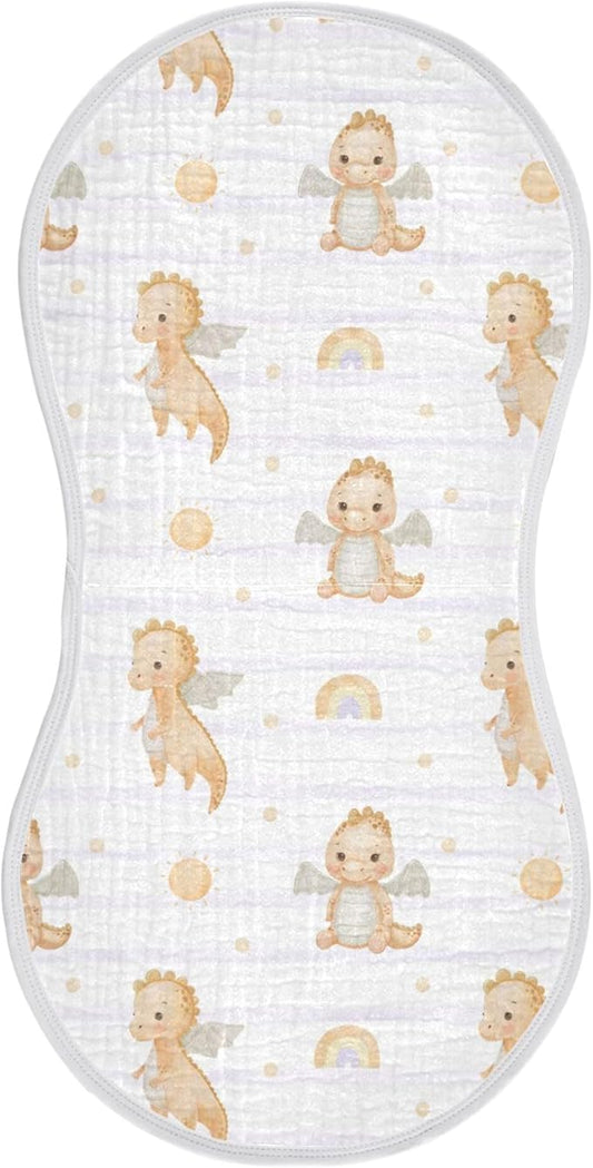 Watercolor Dragon Rainbow Striped Muslin Burp Cloths for Baby 1 Pack Soft 100% Cotton Baby Washcloths Bibs for Boy Girl