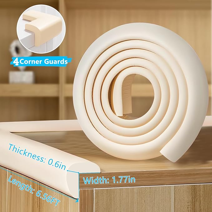 ZOMPAGO Baby Proofing Edge Protector,4 Corner Guards Foam L-Shape Self-Adhesive Corner Guards,Baby Crib Bumper Pad,Wall & Corner Protector Baby,Foam Corner Protectors for Nursery Kitchen Fireplace