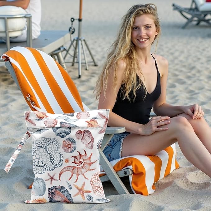 Starfish Wet Dry Bags for Diaper Waterproof Swimsuit Washable Reusable Bag for Beach Diapers Dirty Yoga Gym Clothes Plant Gifts for Men Women Baby Friend
