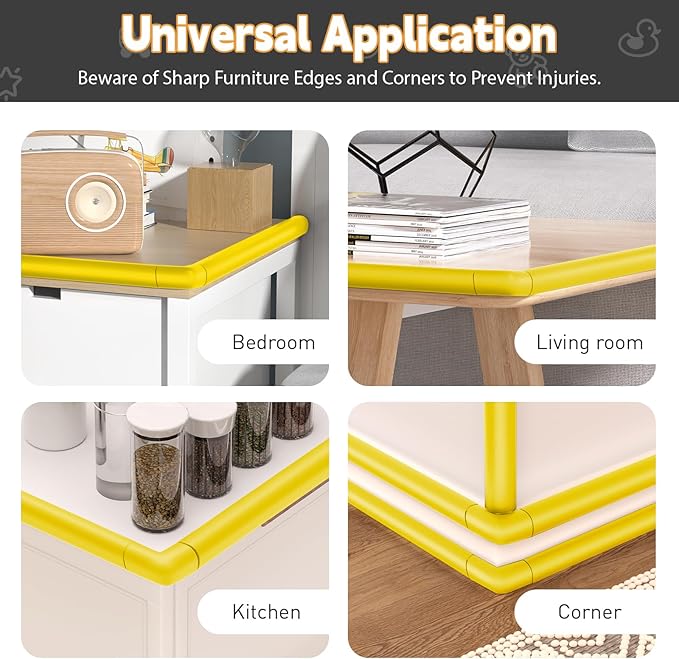 Thick Corner Edge Protector for Baby Proofing, 6.56Ft Furniture Edge Bumper with 10 L-Shaped & Soft Foam Corner Guards,Adhesive Baby proofing Bumper for Table, Small Toddler Bed (Yellow)