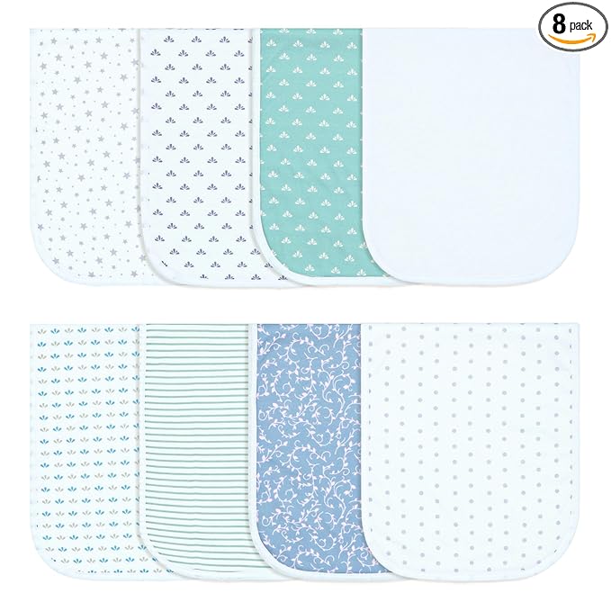 Hakochia Burp Cloths for Baby Boy & Girl Organic Cotton Large Unisex Burp Clothes Extra Absorbent Soft Neutral Burping Rags Spit Up Cloth Sets for Newborns 8 Pack