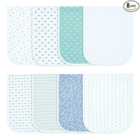 Hakochia Burp Cloths for Baby Boy & Girl Organic Cotton Large Unisex Burp Clothes Extra Absorbent Soft Neutral Burping Rags Spit Up Cloth Sets for Newborns 8 Pack