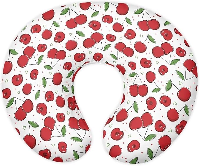 Cherry Feeding Pillow Cover Washable & Breathable Nursing Pillow Slipcovers Breastfeeding Newborn Feeding Cushion Cover Practical Gift, Best Choice for Mom Cover Only