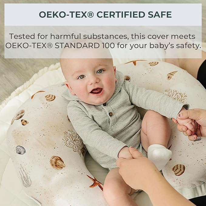 Pobibaby 1-Pack Premium Nursing Pillow Cover - Ultra Soft & Stretchy 96% Cotton, Breastfeeding Pillow Cover for Baby Boys and Girls (Seaside)