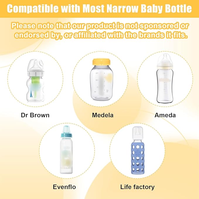 10Pcs Narrow Baby Bottle Caps Compatible with Dr Brown's, Medela, Ameda, Travel Bottle Caps Replacement Parts for Dr Brown, Storage Baby Bottle Lids with Sealing Gasket BPA Free Leak Proof (Orange)
