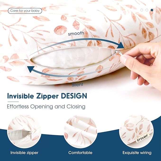 GRSSDER Nursing Pillow Cover, Stretchy Soft Minky Breastfeeding Pillow Slipcover, Fit Most Nursing Support Pillows for Breastfeeding, Comfortable Safe Pillow Cover, Watercolor Pink Flora