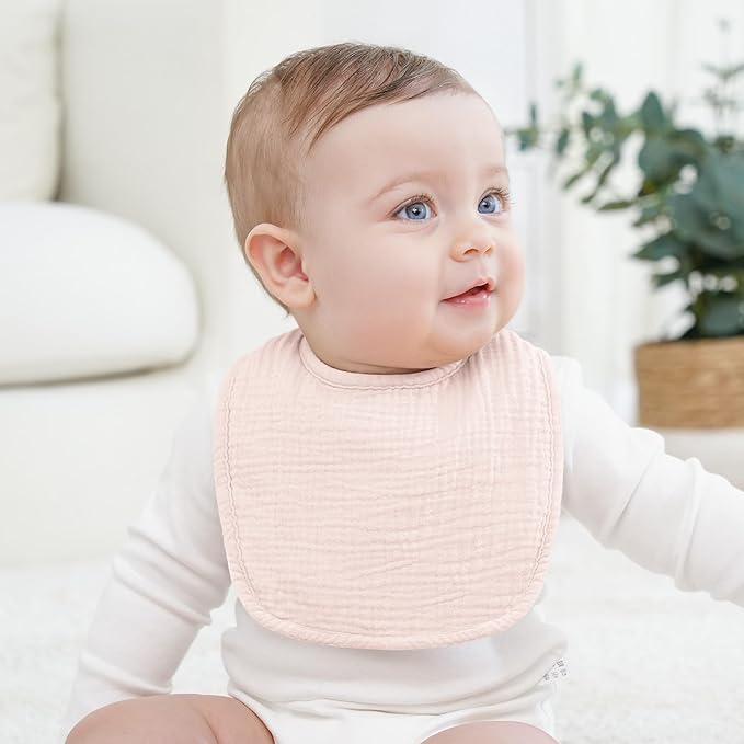 Bearmoss Baby Bibs for Drooling and teething 100% Cotton Muslin Bibs for Baby Boy & Girl,Adjustable, Ultra Absorbent,8 Pack