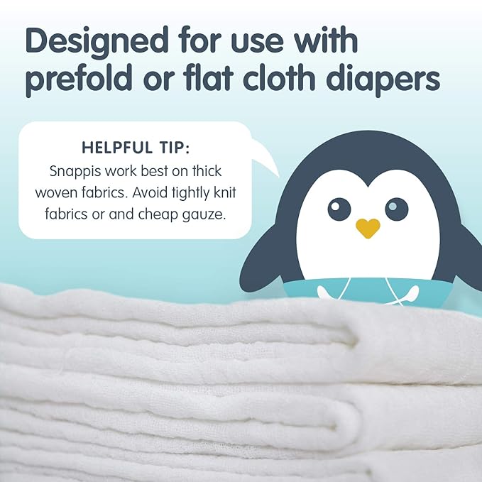 [Toddler Size (Size 2) 5-Pack] Snappi Cloth Diaper Fasteners - Replaces Diaper Pins - Use with Cloth Prefolds and Flats