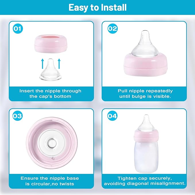Silicone Bottle Nipples Compatible with Spectra Bottles, Replacement Soft Nipple for Baby 3+ Months, Anti-Colic, BPA-Free, Medium Flow, Size M, 4-Pack