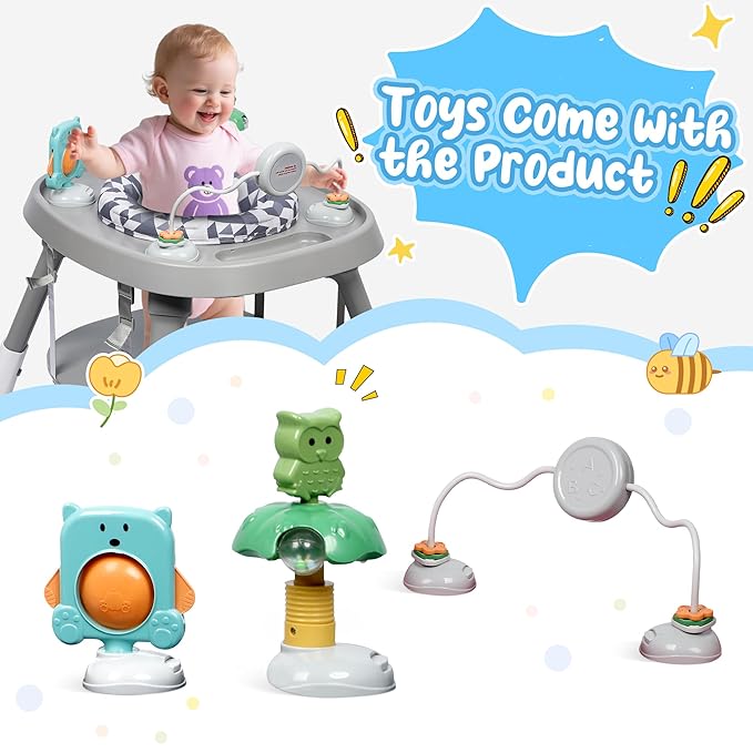 Xilingol 15-in-1 Convertible High Chair, 2-in-1 Baby Highchair & Activity Center W/Toys, Booster Seat | Building Block Table | Toddler Chair W/Removable Tray & 5-Point Harness & 2-Layer Cushion(Grey)