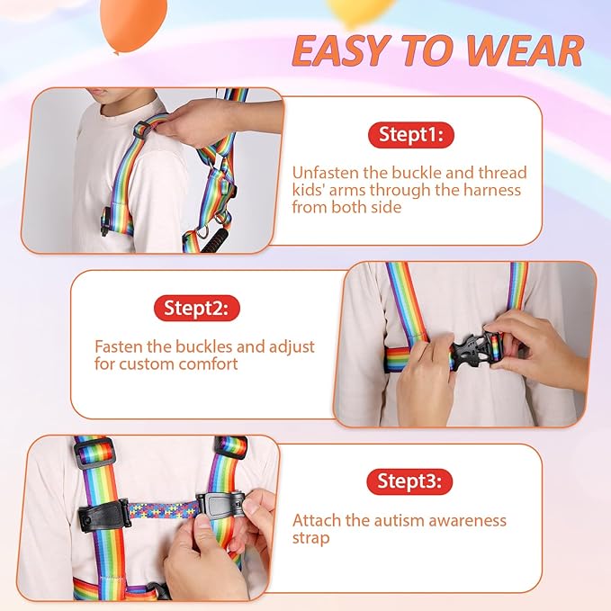 JXM Safety Walking Harness for Kids with Autism and Special Needs Ages 3-6, Child Elopement Leash with Grab Handle and Adjustable Tether, Prevent Wandering in Public for Autistic ADHD Active Children