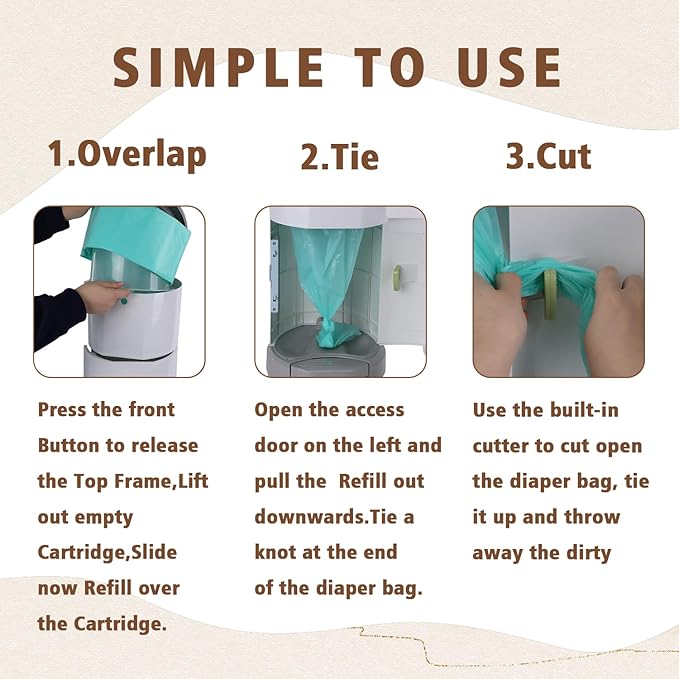 Sloyar Refills Compatible with DEKOR CLASSIC Diaper Pails/5 Pack/Versatile and Functional/Suitable for Seniors and Infants/Baby Powder Fragrance/Holds up to 2750 Diapers